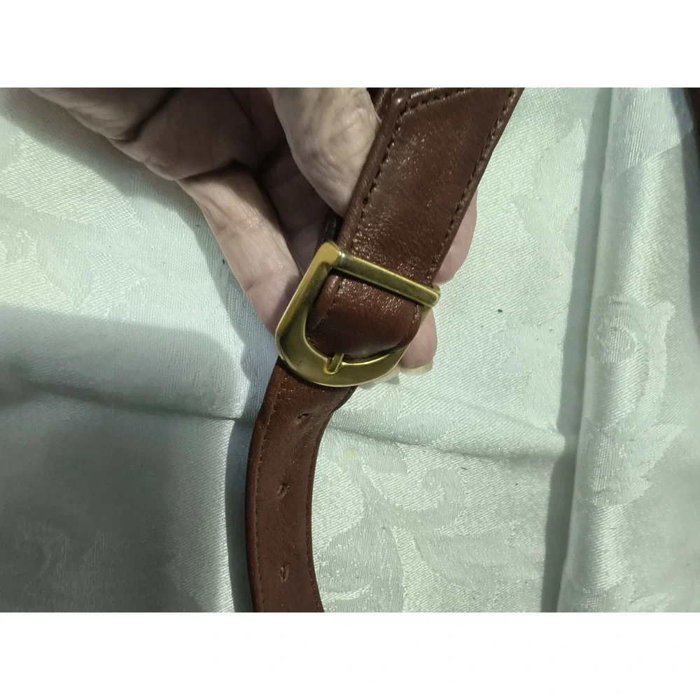 Vtg SAS Genuine Leather Crossbody Shoulder Purse Bag Brown Adjustable Strap